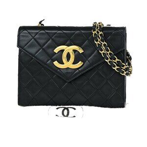 CHANEL CC Mini Matelasse Chain Shoulder Bag Leather Black GHW Vintage authentic